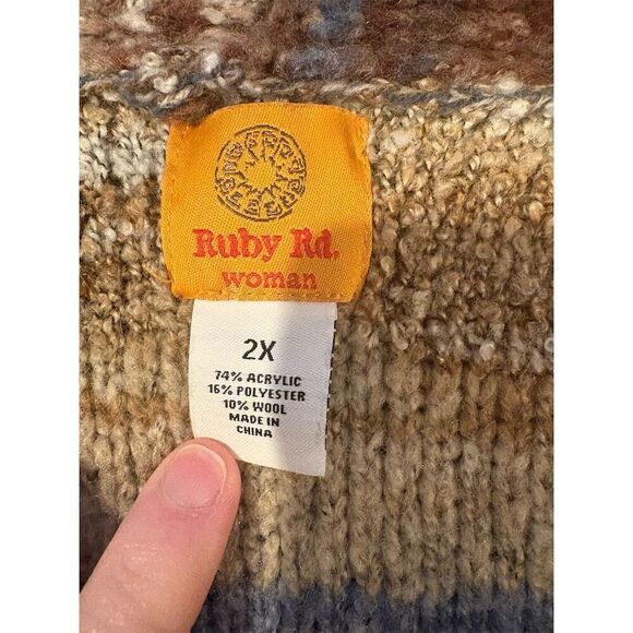 Ruby Rd. Women's 2XL Long Striped Cardigan Sweater Multicolor - Picture 6 of 7